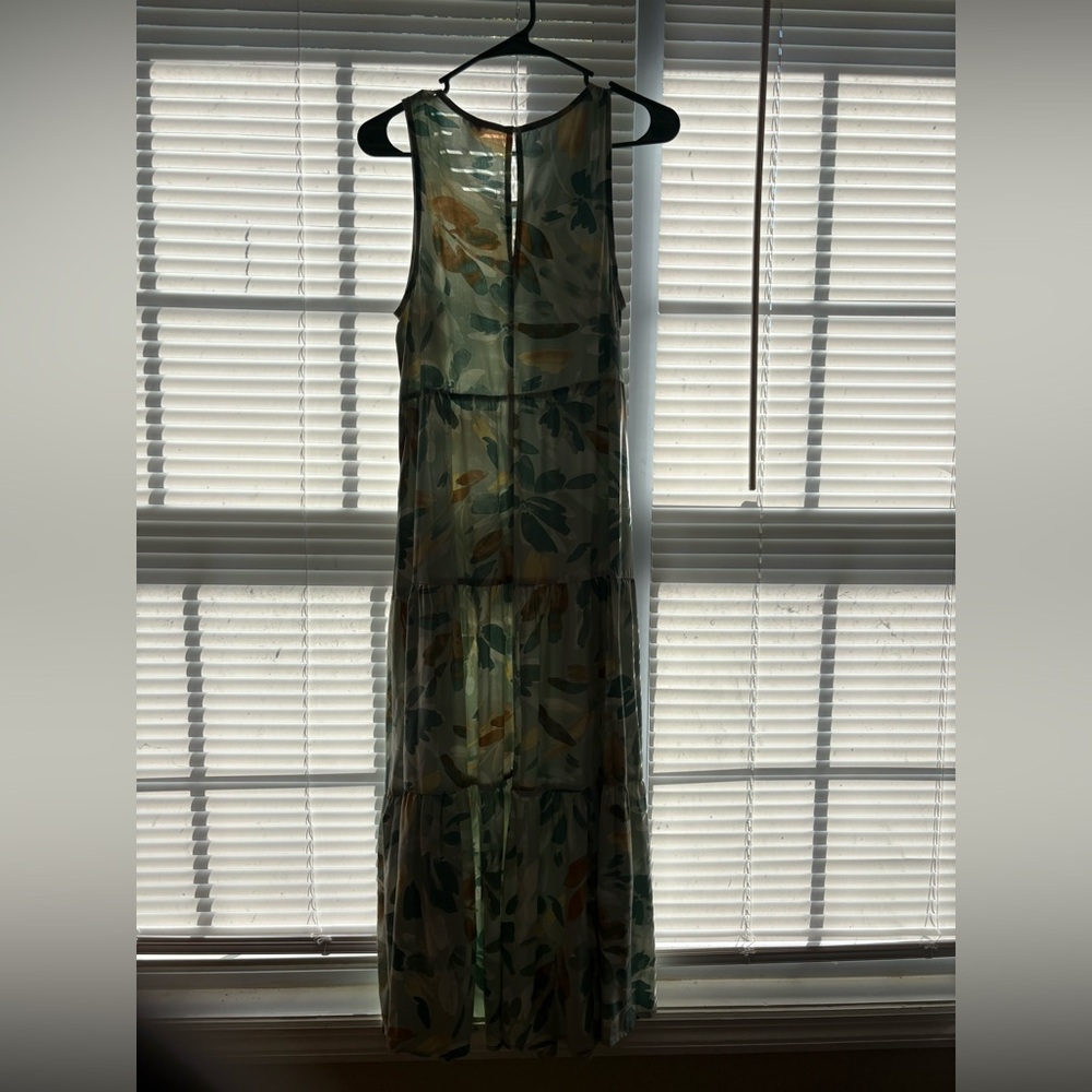 A New Day Leaf Pattern Maxi Dress - Green and Tan